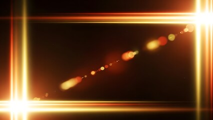 Abstract bright glowing frame with lens flare effect on dark background