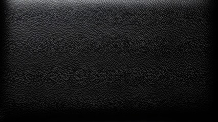 A detailed close-up shot highlighting the fine grain texture of a luxurious black leather surface