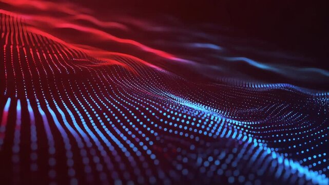 Dynamic red-blue digital waves flowing smoothly, evoking energy, motion, and futuristic data systems ideal for tech, networking, and modern innovation visuals.
