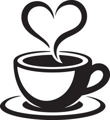 Romantic Heart Steam Coffee Cup Icon
