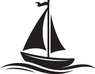 Simple Sailboat Silhouette on Water Icon