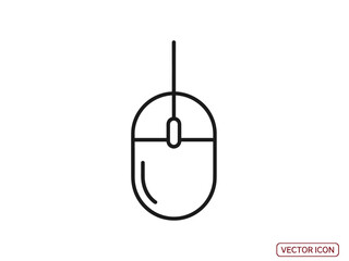 Obraz premium Simple Line Art Icon of a Computer Mouse.