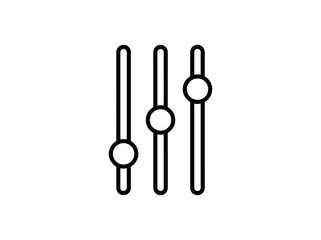 Simple Line Art Icon of Three Vertical Sliders.