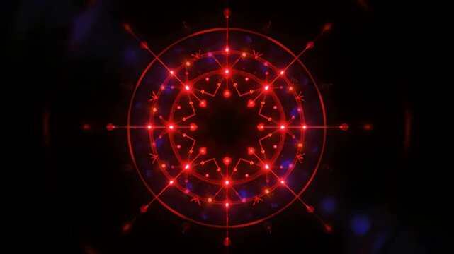 Hypnotic Red Glowing Mandala with Sacred Geometry in a Seamless Loop