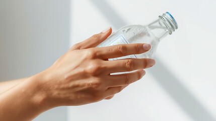 Hands Holding a Clear Water Bottle
