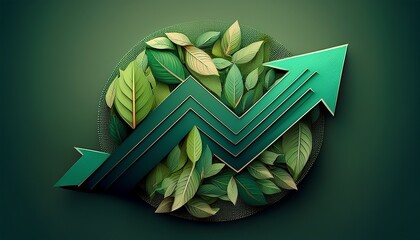 abstract circular shape made of leaves with upward arrows