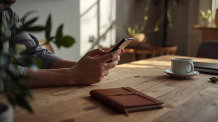 Writing in Notebook with Morning Coffee