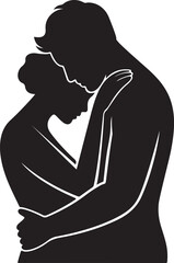 Romantic Couple Embrace Silhouette Art