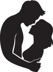 Romantic Couple Embrace Love Silhouette Art