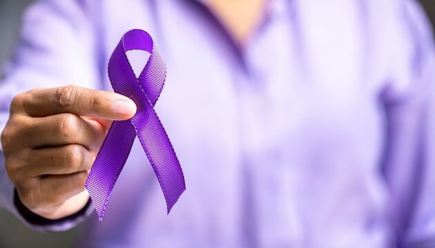 purple lavender ribbon awareness in hand for pancreatic cancer awareness alzheimer s disease hodgkin s lymphoma awareness world lupus day international epily day