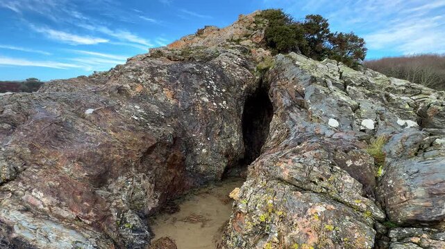 Borth y Gest Coastal Path Cove Cave, Porthmadog, Gwynedd, North Wales, United Kingdom