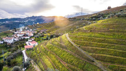The Douro valley with terraced vineyards - Portugal