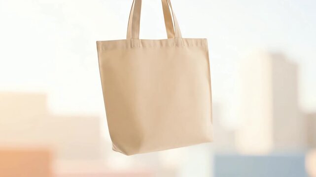 A reusable blank canvas tote bag mockup gets slapped with an impactful sound effect