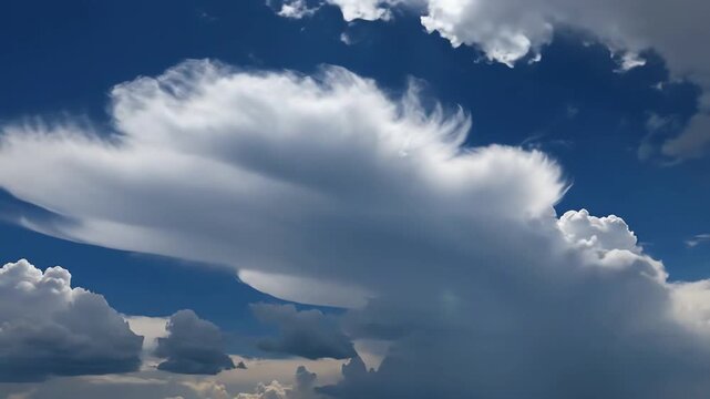 Majestic Angelic Cloud Formation Time-Lapse Against a Deep Blue Sky