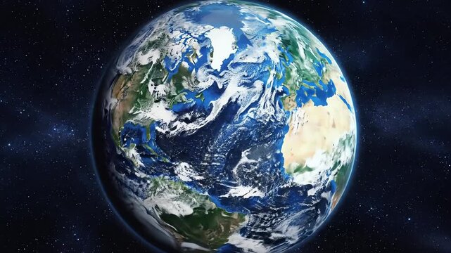 Vertically stretched planet Earth rotating in space a surreal and abstract cosmic animation