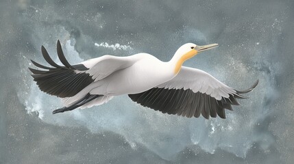 Obraz premium Lively Crane in Midflight Against a Dramatic Background at a Natural Setting