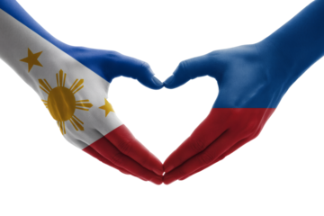Show your Filipino pride and love with this heart hand gesture featuring the vibrant Philippine flag colors and design