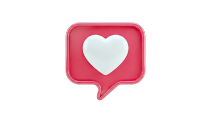 3D Heart Like Icon on Pink Speech Bubble - Social Media Concept