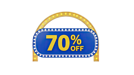 70% Off Discount Sign on White Background