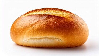 a freshly baked soft bread roll isolated on a white background showcasing its golden crust and fluffy interior perfect for sandwiches hot dogs or as a side