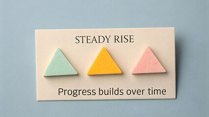 Colored foam triangles representing steady rise and progress