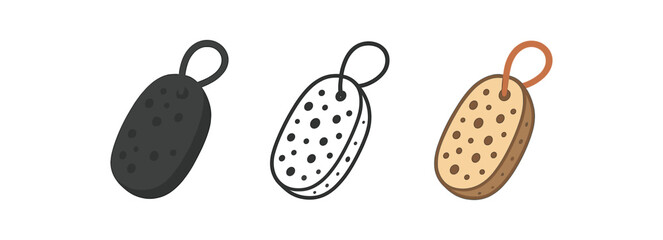 self care icons one flat solid monochrome one thin black outline black and white one full color flat icon pumice stone