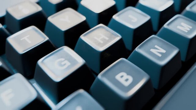Typing. Remote work. Pressing the enter key. Working on a computer. Blogging. The keyboard key is pressed. The camera moves along the keyboard. Hacking. Virus. Hacking a computer. Hacker attack.