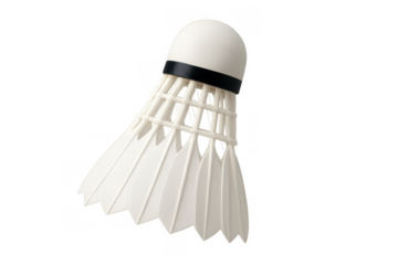 White plastic badminton shuttlecock isolated on transparent background, equipment for sport and game activity