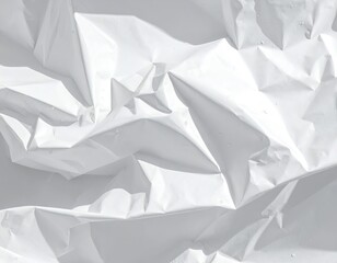 Textura 3D de papel blanco arrugado y h&uacute;medo con sombras suaves