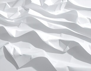 Textura 3D de papel blanco arrugado y h&uacute;medo con sombras suaves