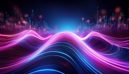 abstract futuristic background with pink blue glowing neon moving high speed wave lines and bokeh lights data transfer concept