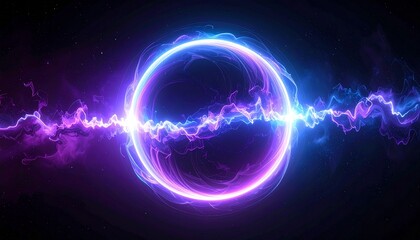 Fototapeta premium Cosmic ring of light with energy trails emanating from center, science fiction concept art