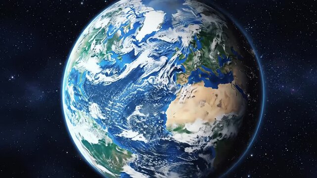 A surreal and conceptual animation of a distorted elongated Earth rotating in the vastness of space