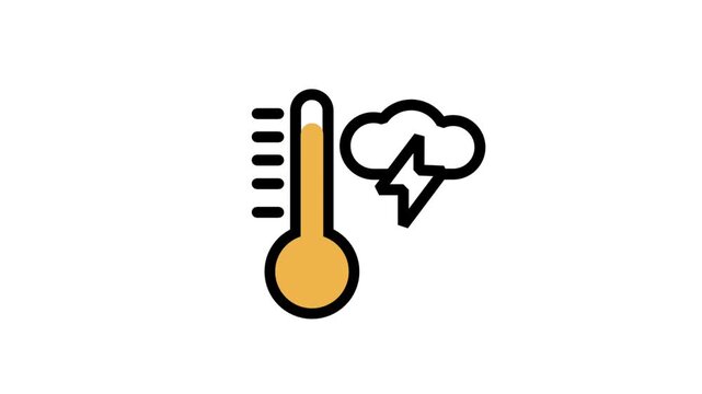 Thermometer Temperature Weather Forecast Cloud Hot Cold Climate Color Icon Animated Graphic Element Transparent Background