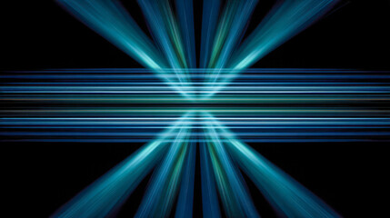 Digital futuristic light beams intersecting with horizontal glowing lines on a black background creating vibrant abstract technology patterns