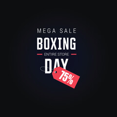 Boxing Day Mega Sale Dark Theme Promotion Vectors