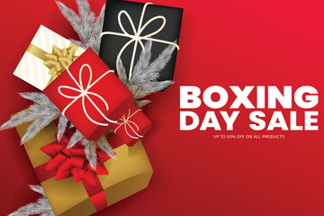 Boxing Day Sale Gift Flat Lay Holiday Vectors