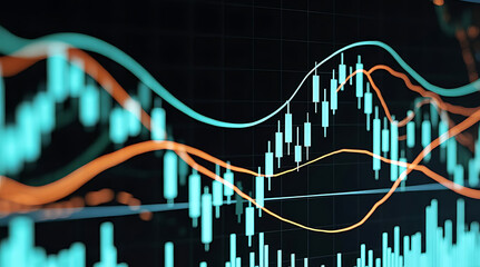 Forex colorful diagrams and stock market data with lines and dynamics. Financial economic growth chart. Forex market
