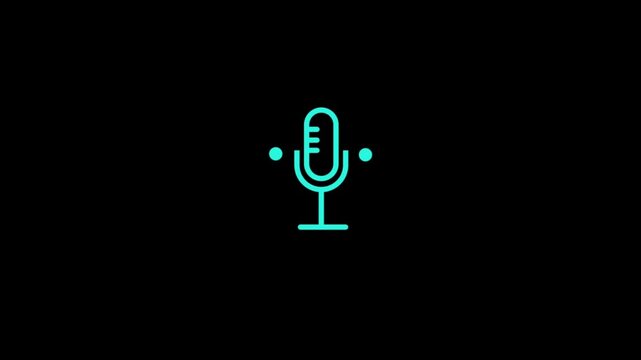 Microphone Recording Audio Sound Music Voice Podcast Line Icon Animated Graphic Element Transparent Background