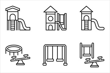Playground icon set, of vector icons isolated on a white background.