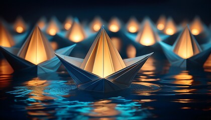 illuminated paper boat stands out amongst others