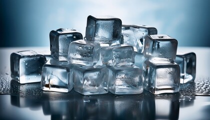 ice cubes clustered on a surface