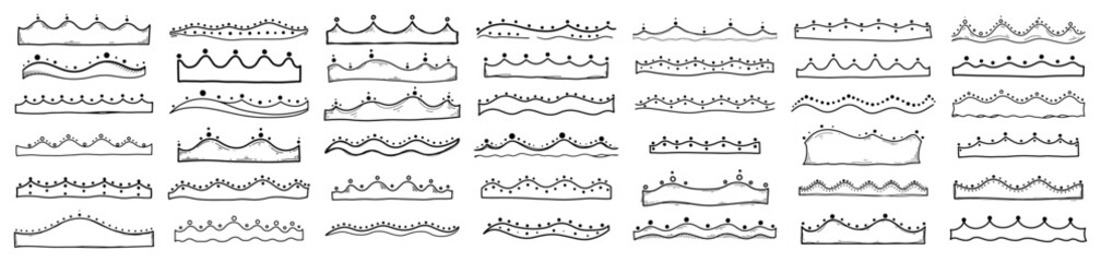 Obraz premium Set of hand drawn doodle decorative dividers and borders vector illustration collection