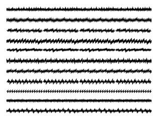 Obraz premium Collection of hand drawn scribble and sketch borders Set of grunge style horizontal dividers and textured lines Vector illustration