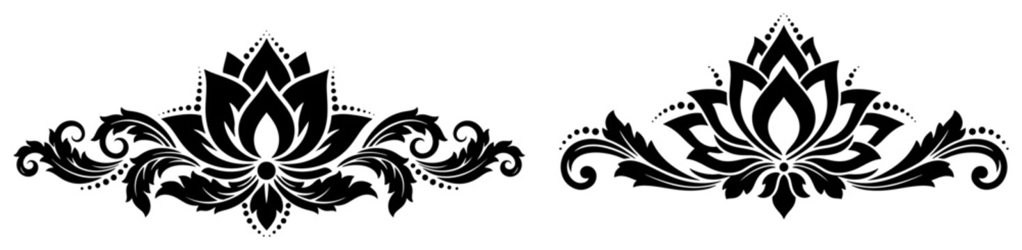 Ornamental lotus flower vector design elements decorative floral divider for yoga and spa