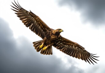 Obraz premium Eagle Soars Through Cloudy Sky