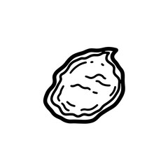 Simple black and white line drawing of an oyster shell.