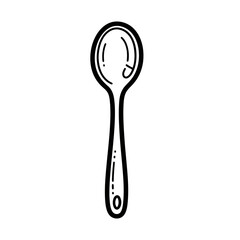 Simple black and white illustration of a spoon.