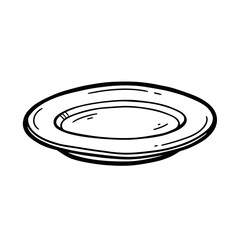 Simple black and white illustration of a dinner plate.
