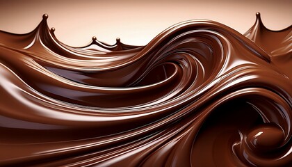 a digitally generated abstract wave of smooth melted dark chocolate showcasing a rich glossy and swirling texture